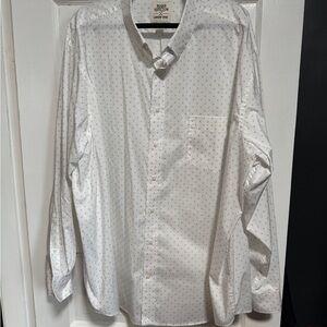 Lands' End Blake Shelton Big & Tall White Dress Shirt with Subtle Pattern